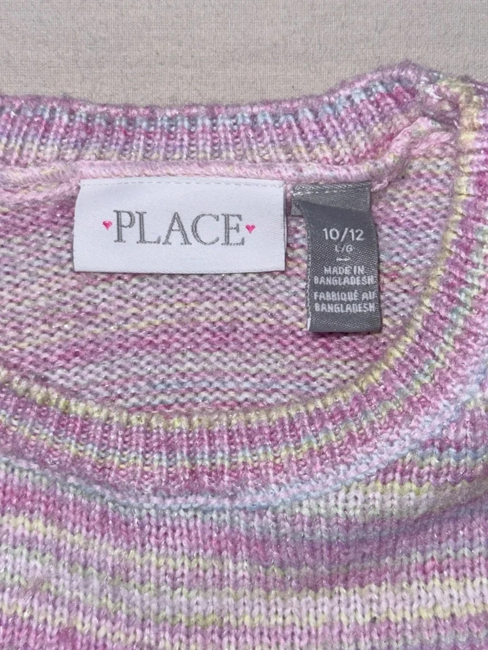 The Children's Place Girls Shimmer Rainbow Space Dye Striped Sweater L 10/12